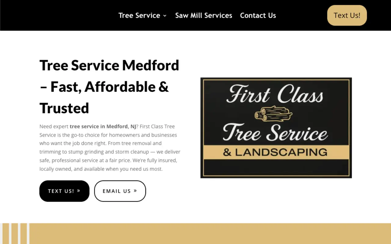 First Class Tree Service website screenshot