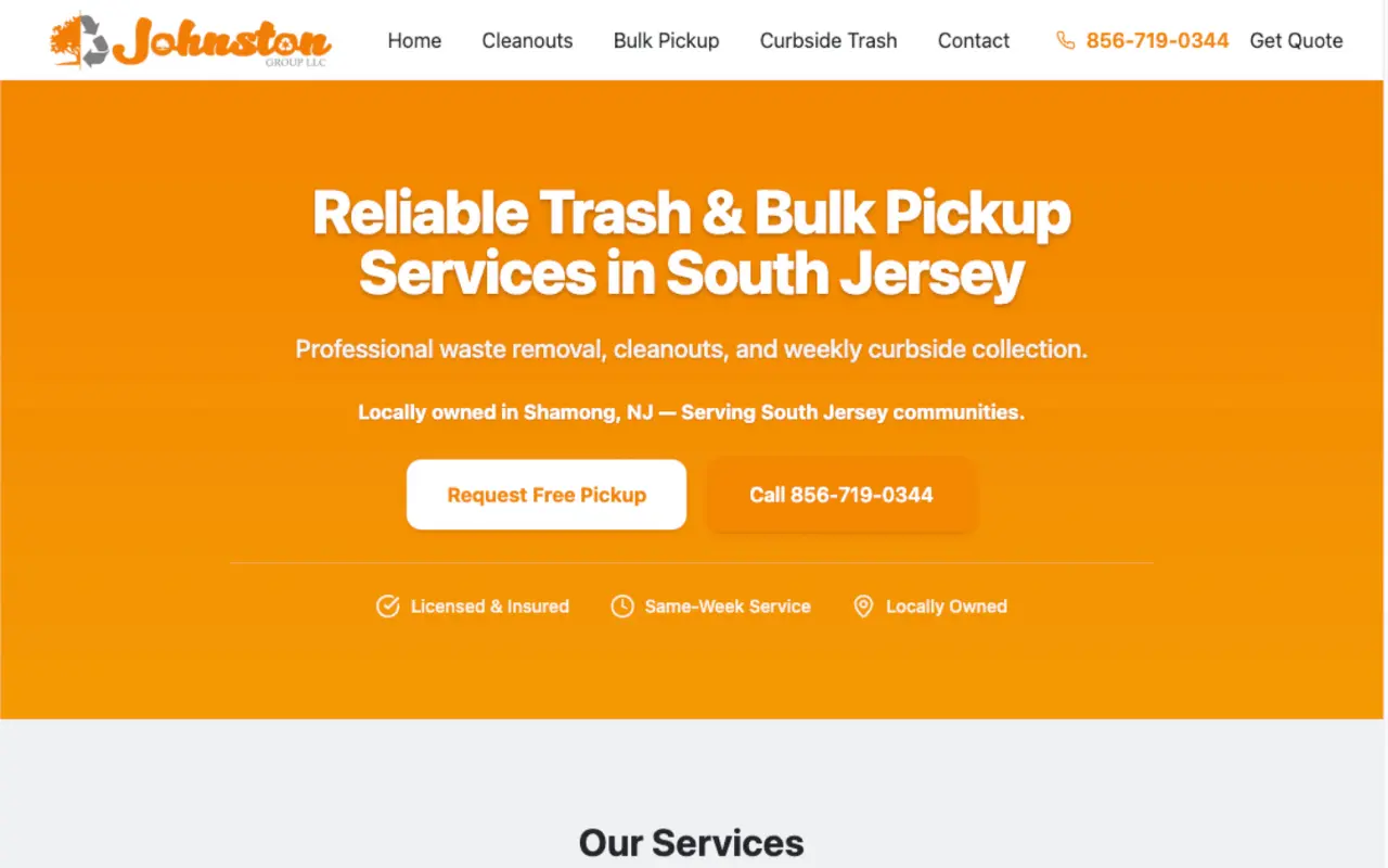Jersey Disposal website screenshot